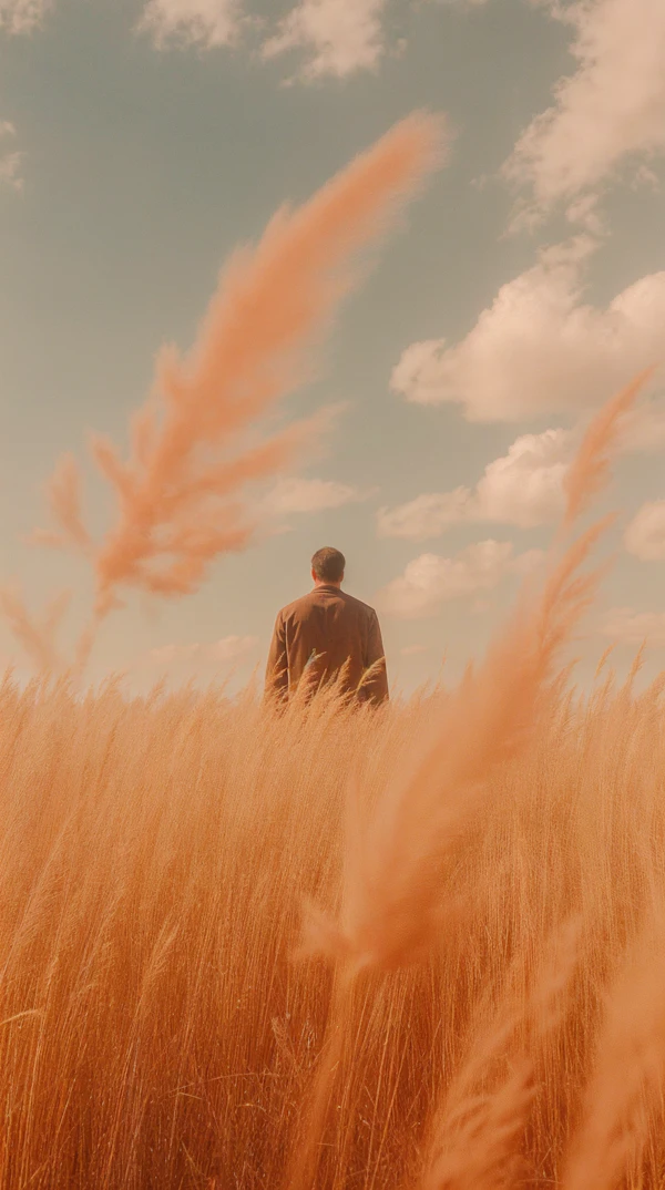 Solitary Figure in Golden Field