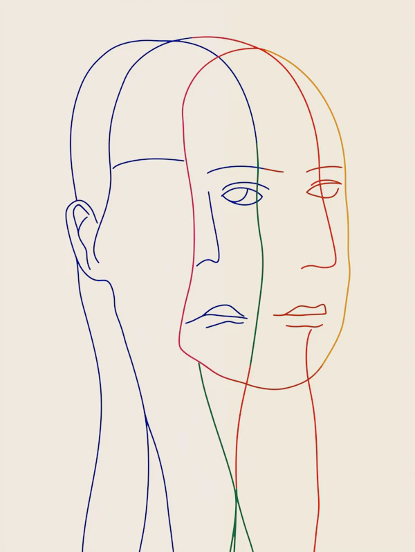 Minimalist Line Drawing of a Human Face