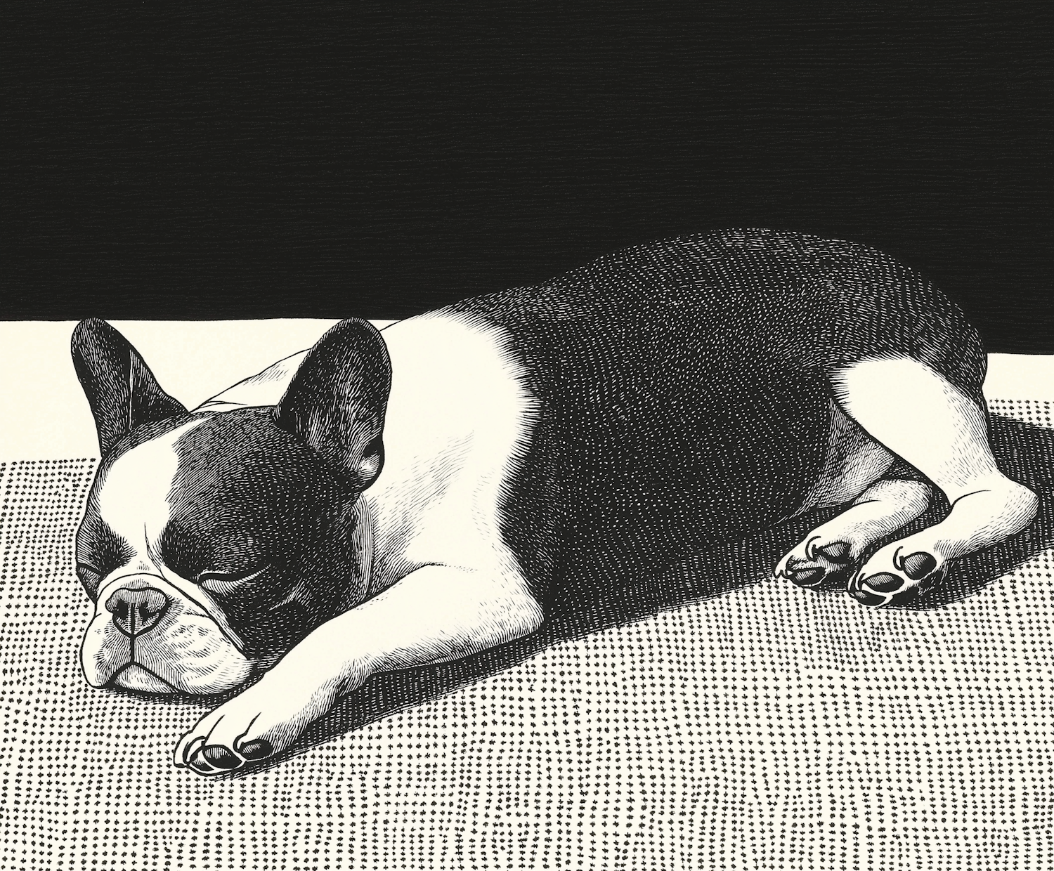 Sleeping French Bulldog Illustration