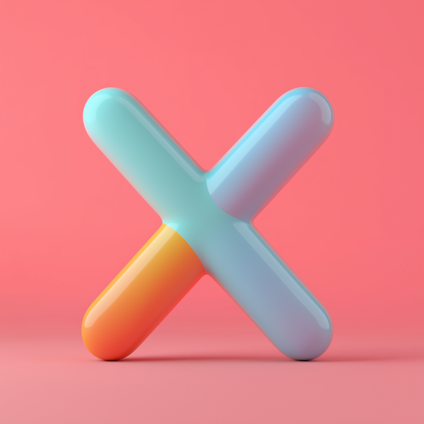 Glossy 3D Letter X with Gradient