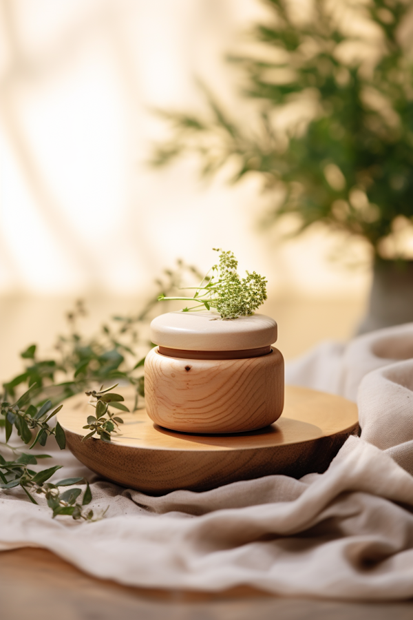 Artisanal Wood & Terracotta Floral Container