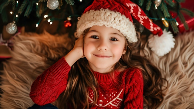 Child in Festive Christmas Attire