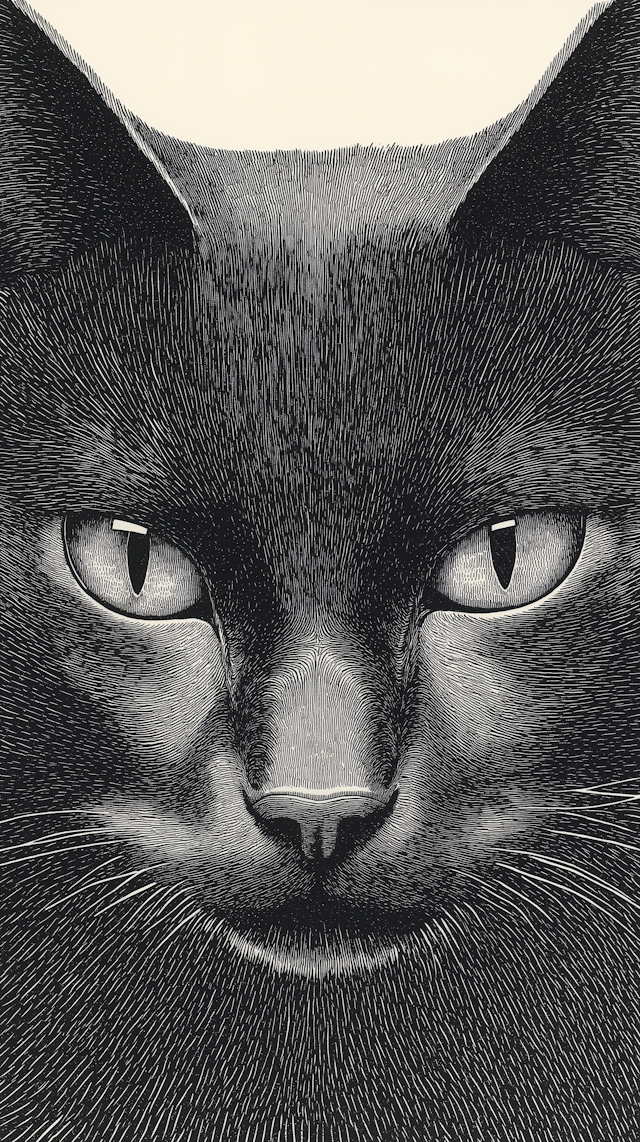 Black and White Cat Illustration