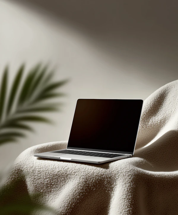 Laptop on Cozy Blanket