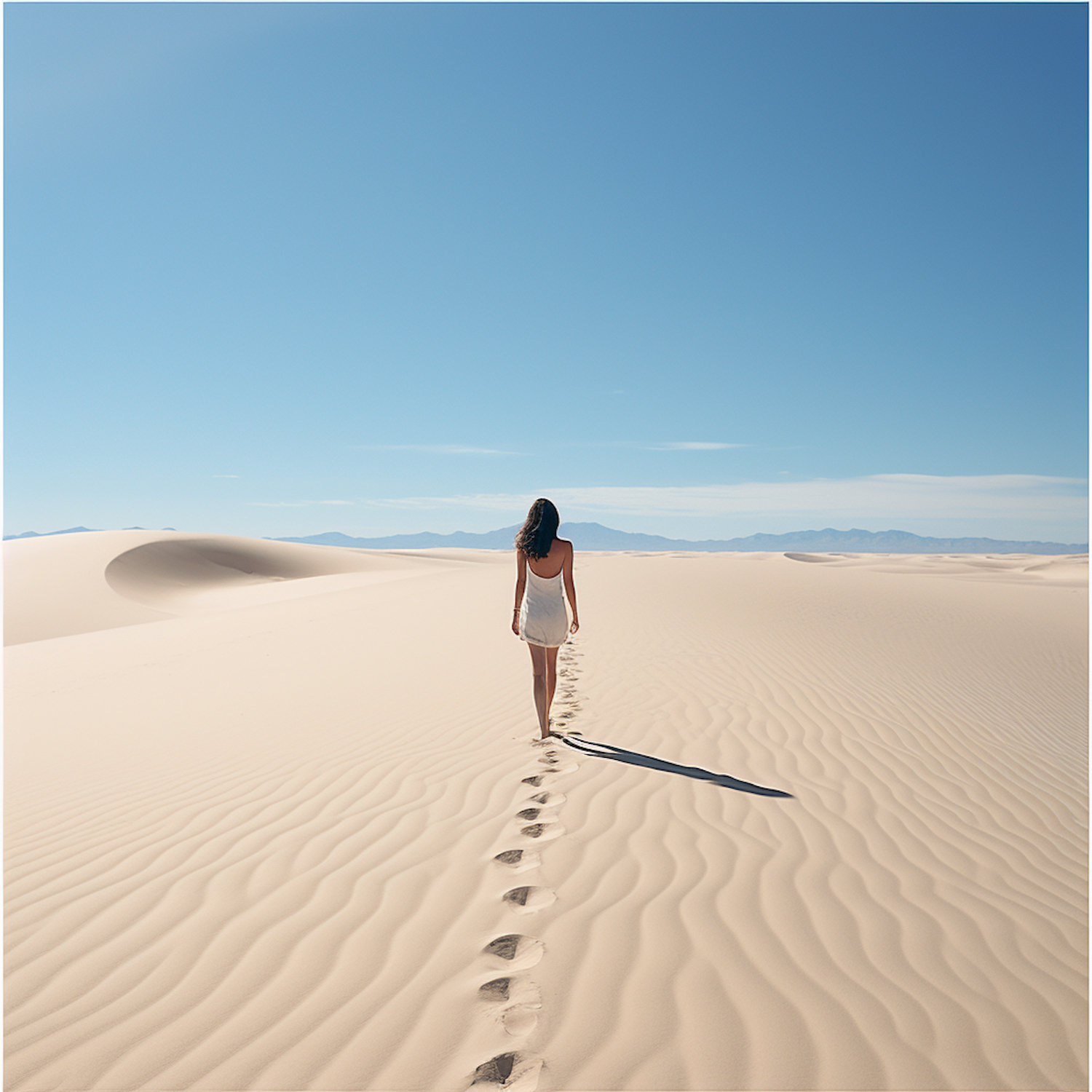 Solitude's Trail: Woman in Desert Expanse