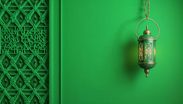 Green Wall with Lantern