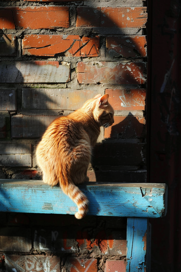 Thoughtful Ginger Cat on Ledge