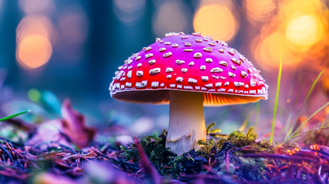 Vibrant Red Mushroom in Forest