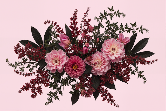 Floral Bouquet Against Pink Background