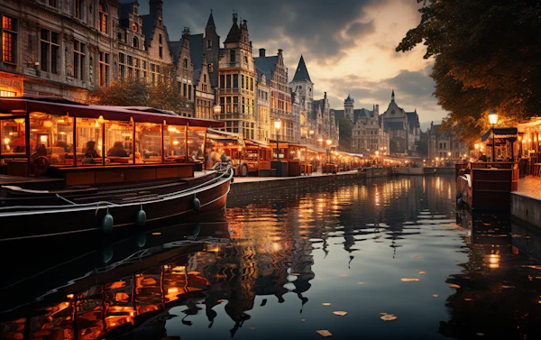 Historic European Canal at Dusk