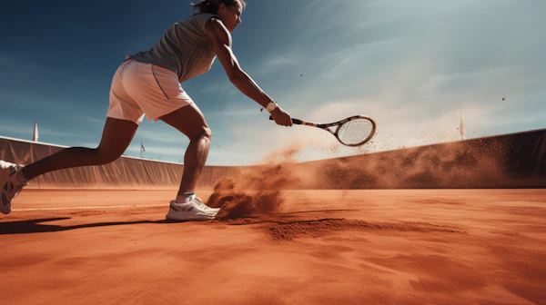 Dynamic Tennis Shot on Clay Court