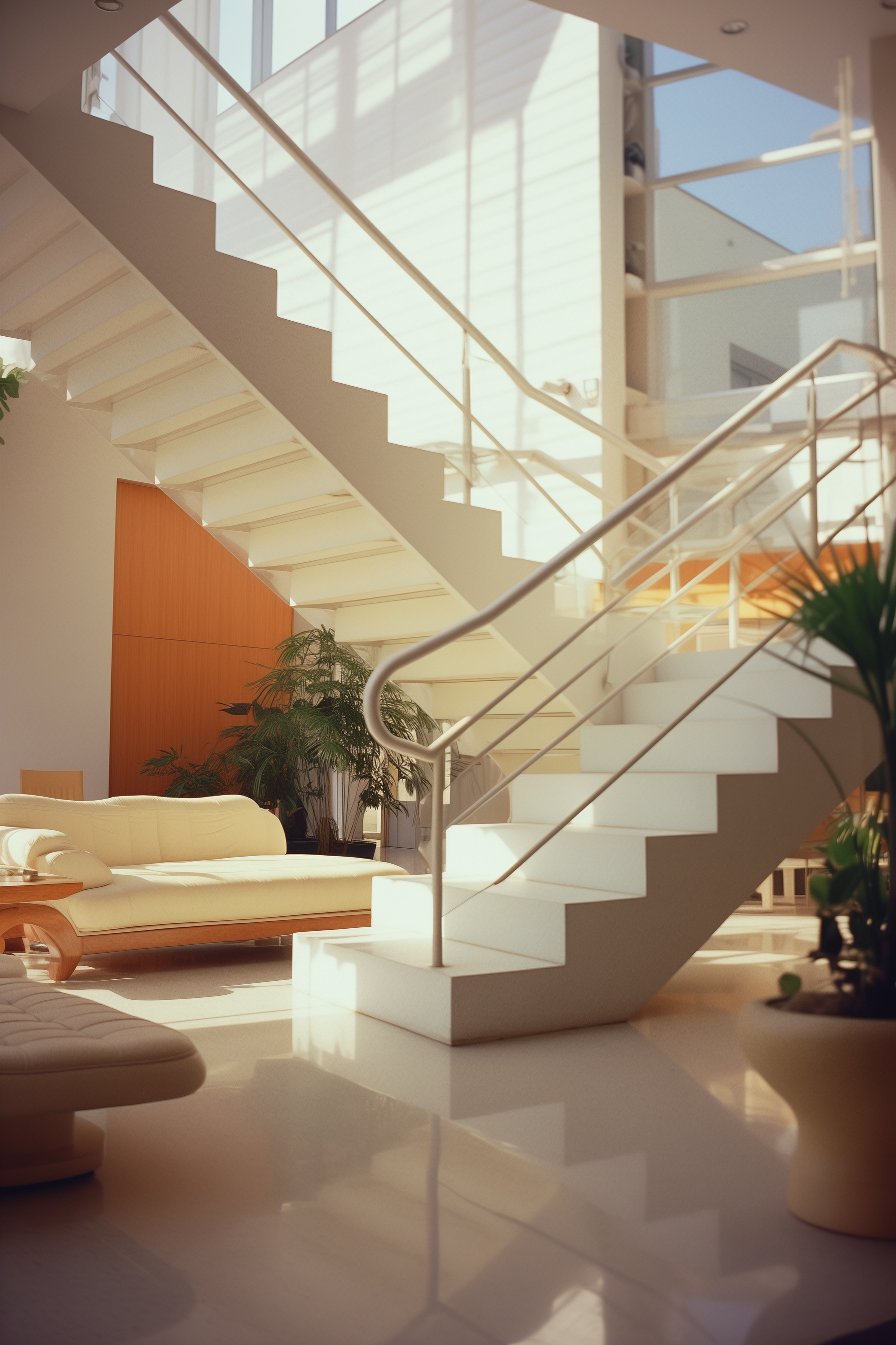 Luminous Modernity: The Elegant White Staircase Interior Photo on Lummi