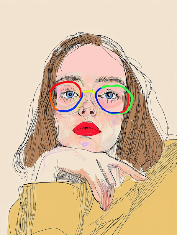 Stylized Portrait with Colorful Glasses