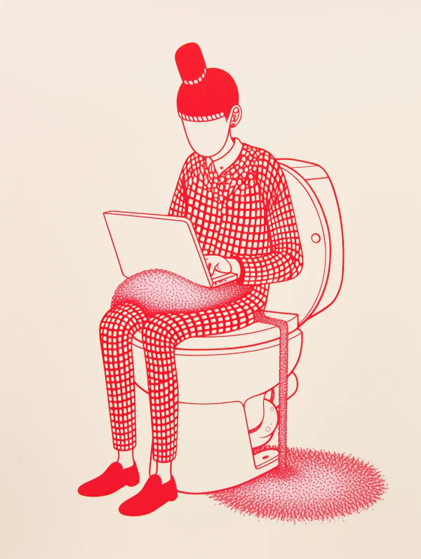 Faceless Figure with Laptop