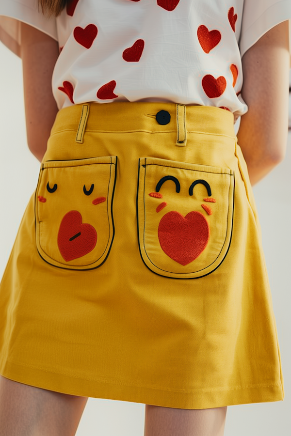Playful Emotion-Themed Skirt and T-Shirt