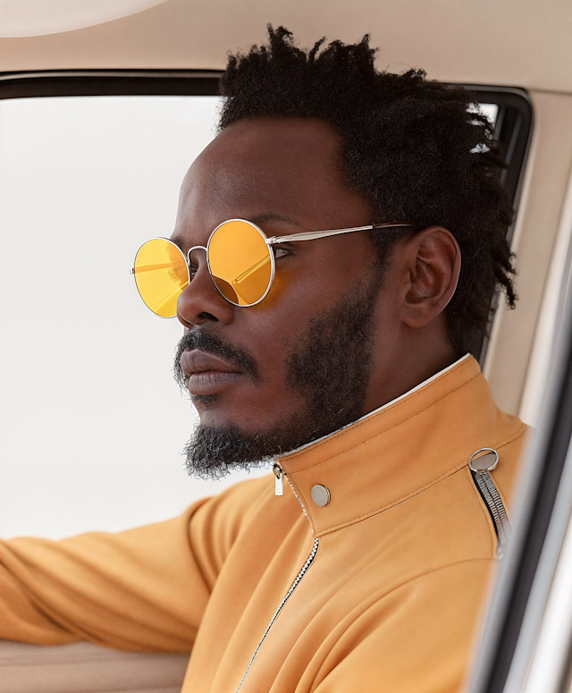 Stylish Man in Vehicle