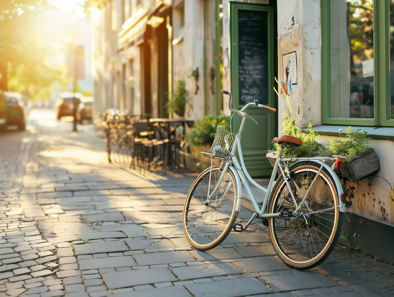 Quaint Sidewalk Cafe and Bicycle