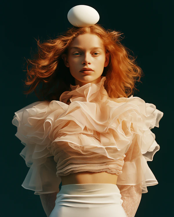 Portrait with Red Hair and Sheer Top