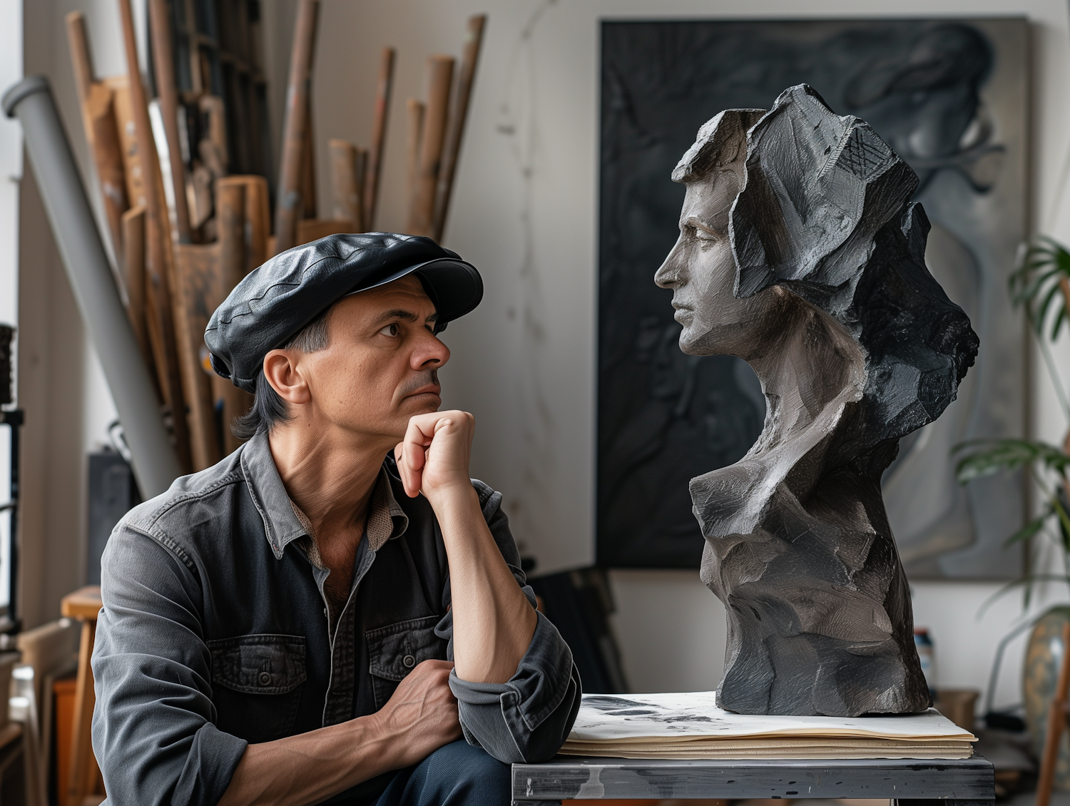 Artist Contemplating Sculpture