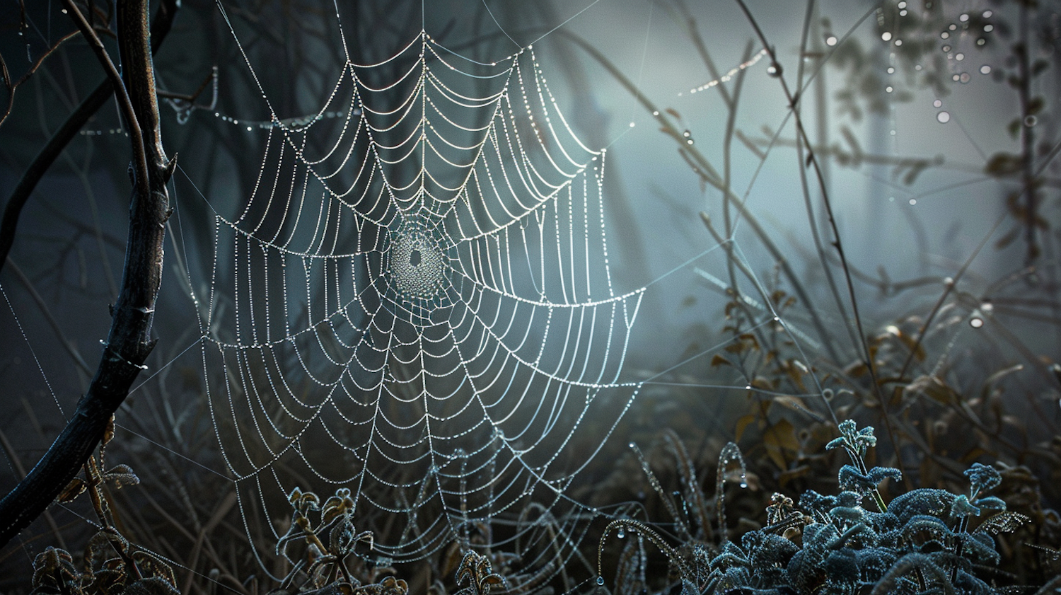 Dew-Kissed Spider Web