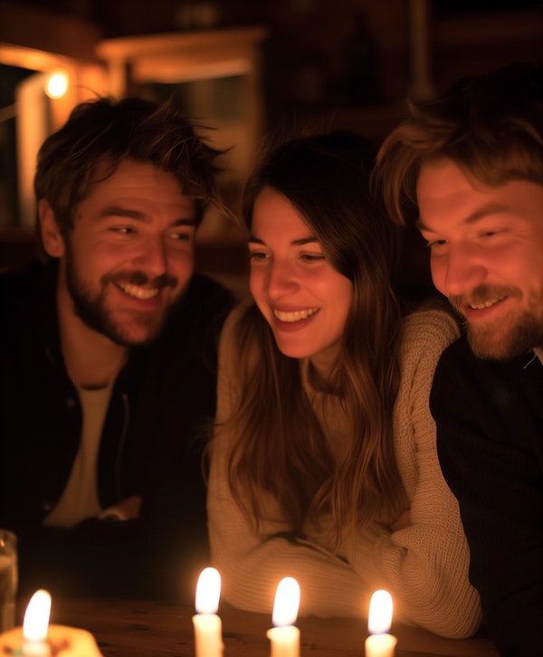 Warm Candlelit Gathering of Friends