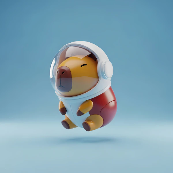 Cartoon Astronaut Capybara