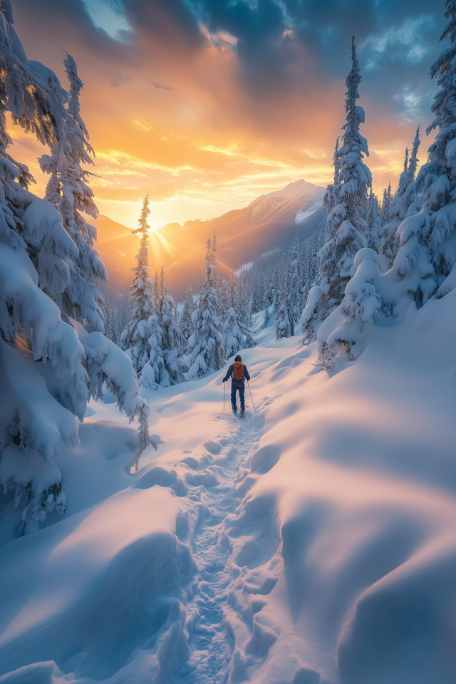 Winter Hike Through Snowy Wilderness