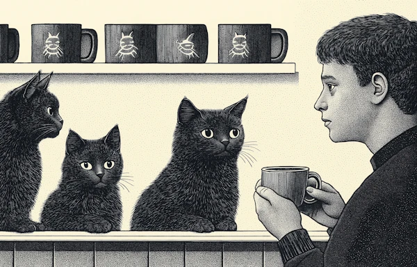 Man with Cats Illustration