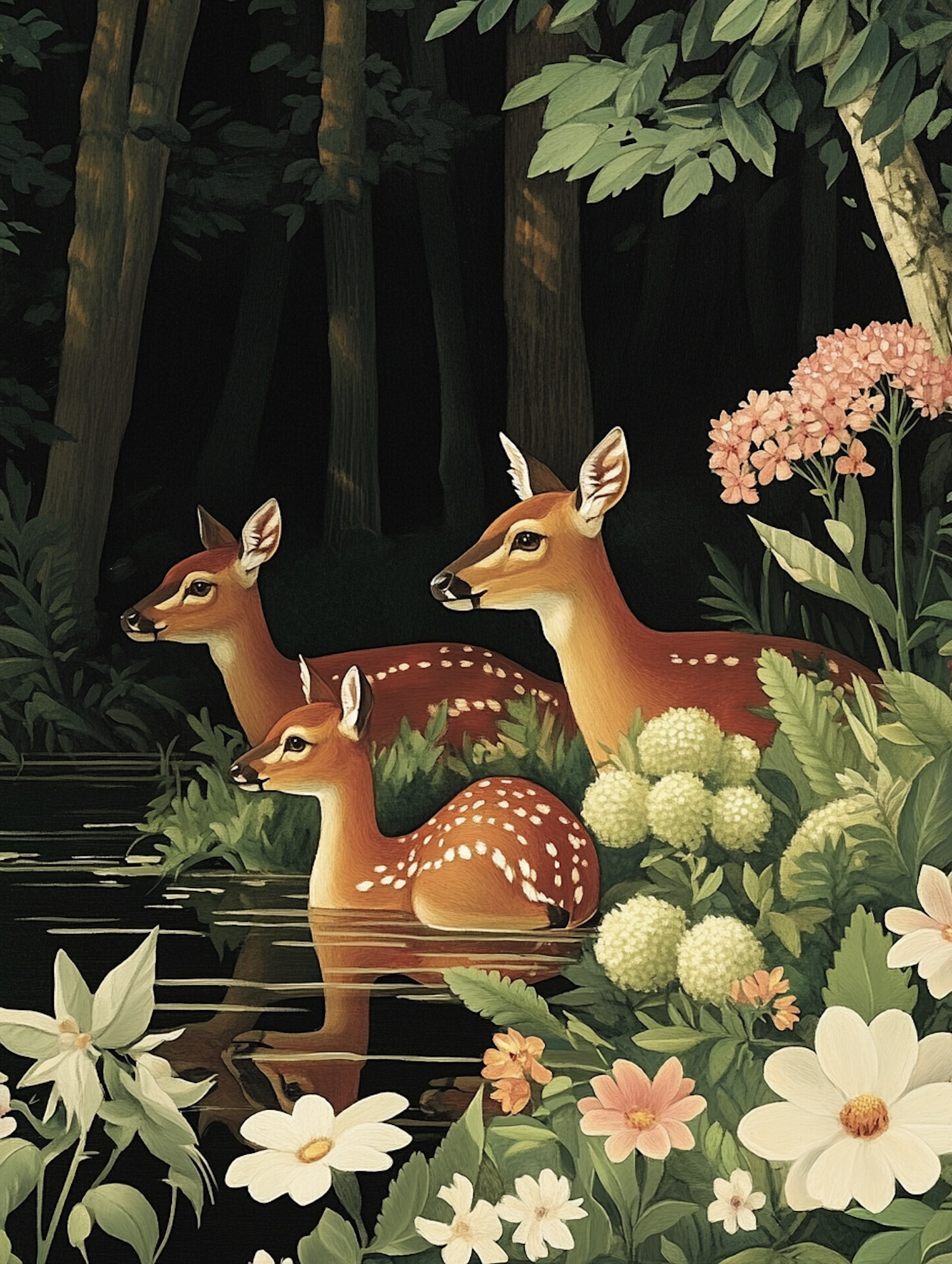 Serene Forest Scene with Deer