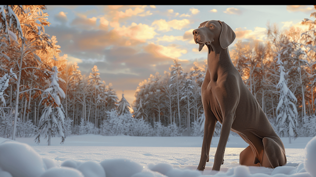 Majestic Dog in Snowy Landscape