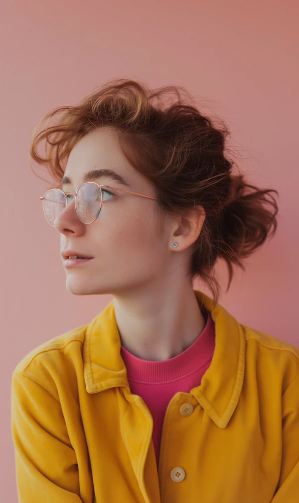 Contemplative Young Woman in Yellow Jacket