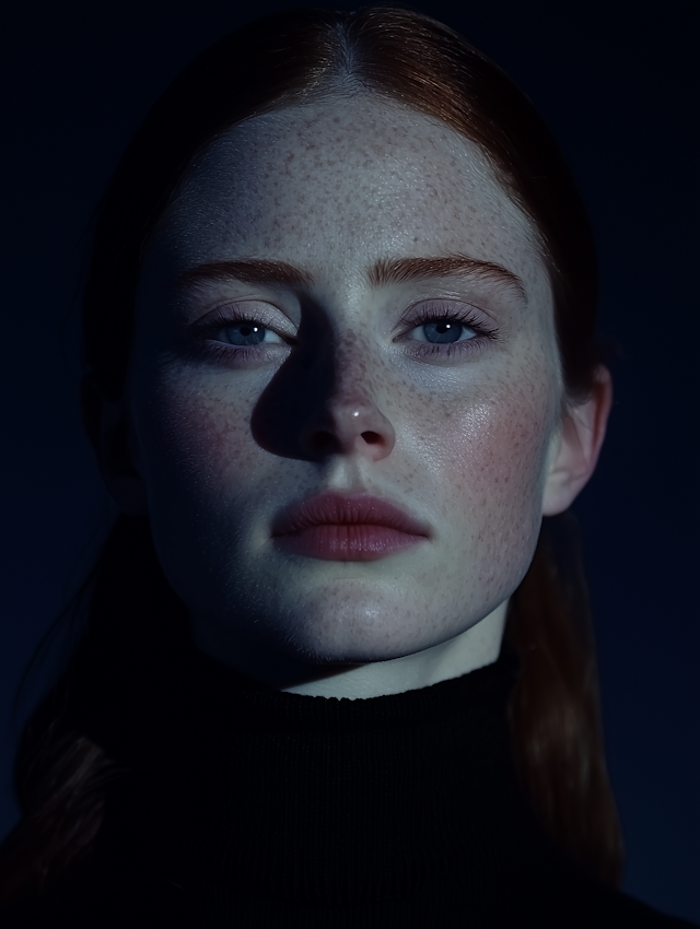 Dramatic Portrait of Red-Haired Person