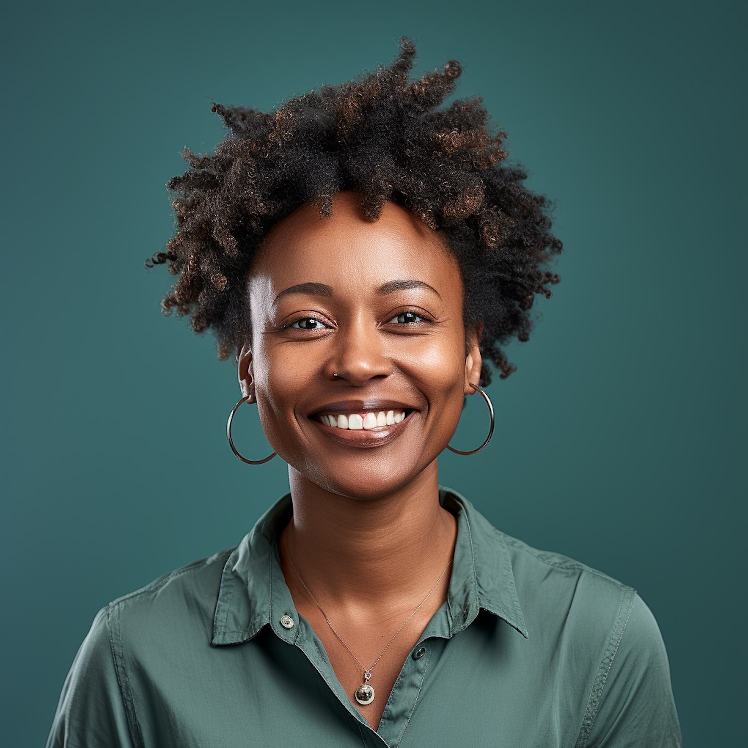 Radiant Afro-Queen with Serene Backdrop