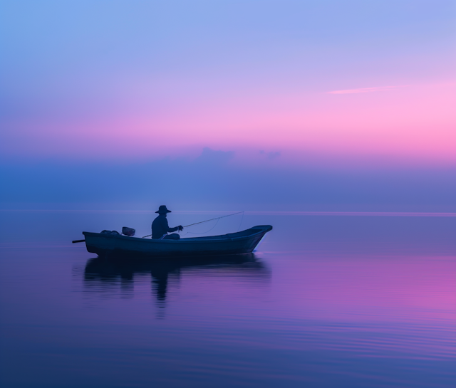 Solitary Fisherman at Twilight