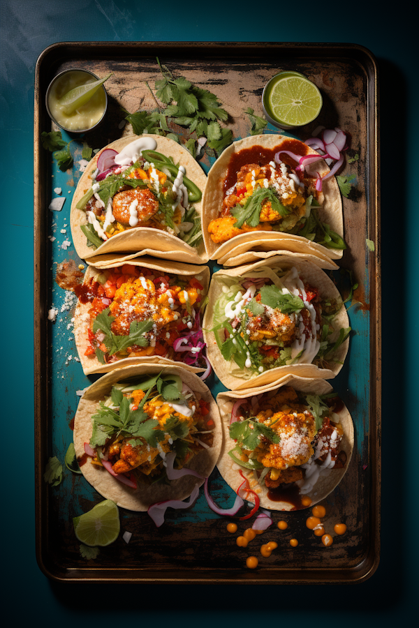 Rustic Tray of Gourmet Loaded Tacos