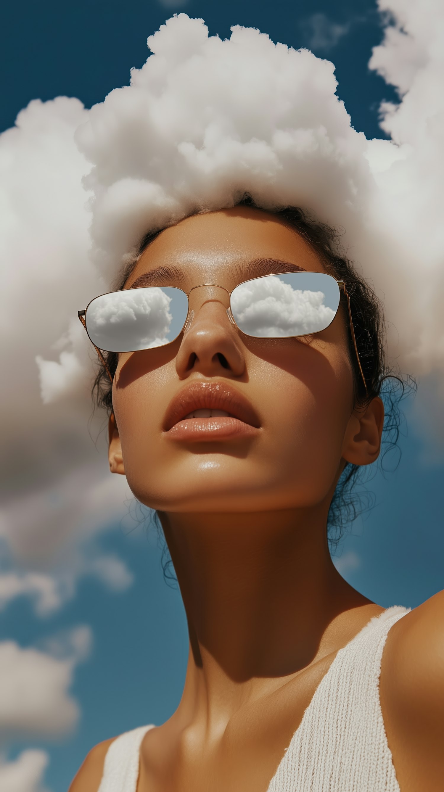 Reflective Sunglasses and Clouds