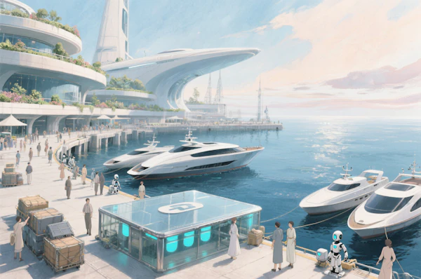 Futuristic Harbor Scene