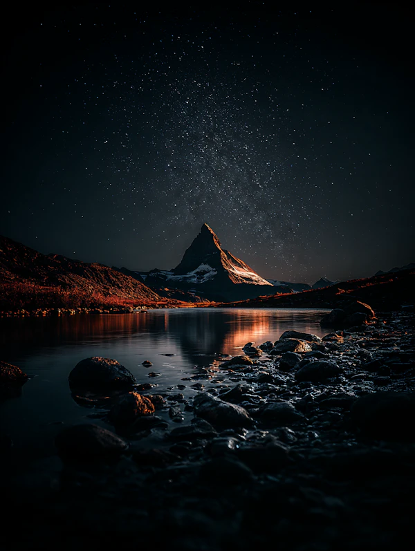 Nighttime Mountain Scene