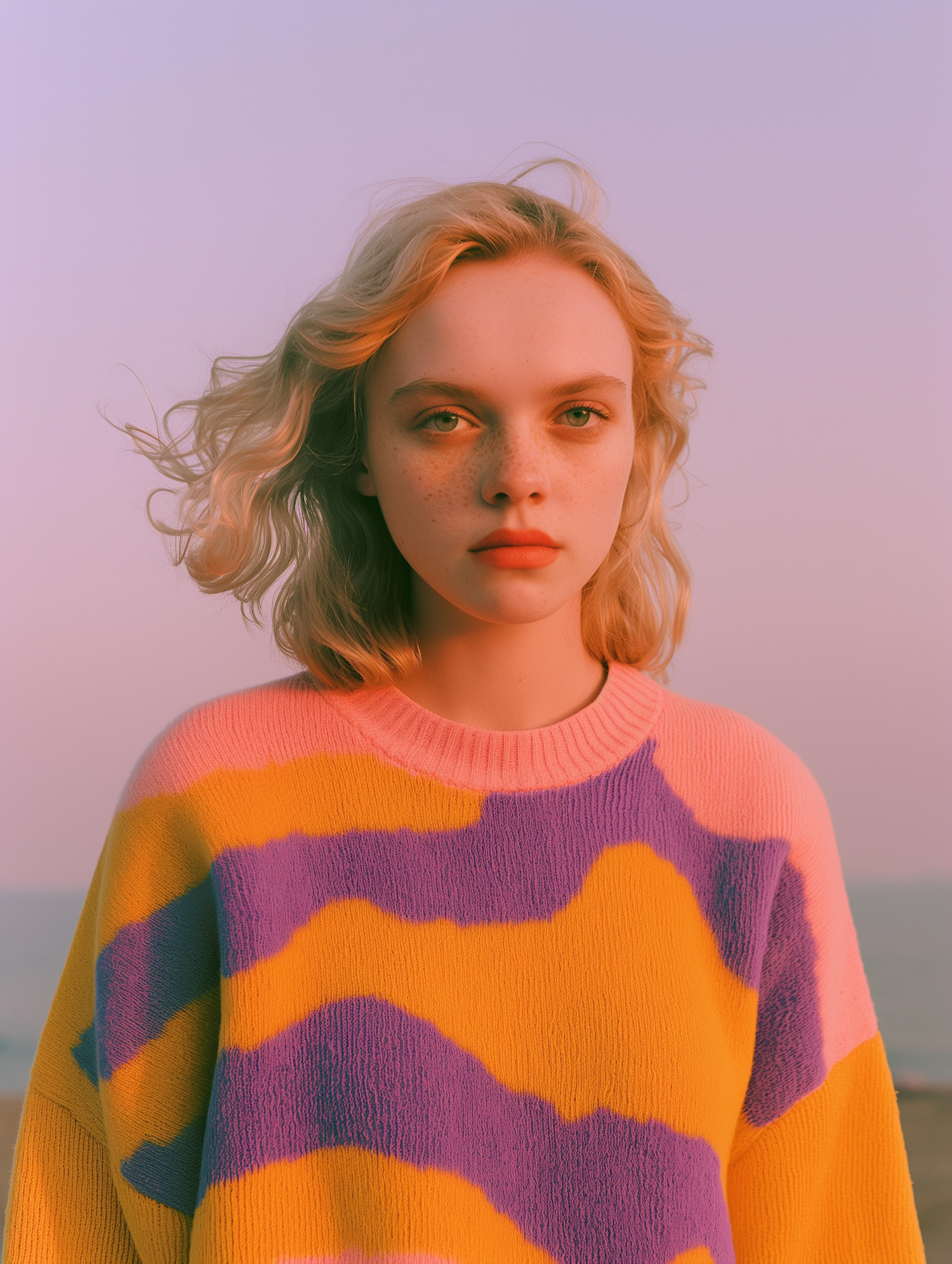 Contemplative Portrait with Vibrant Sweater