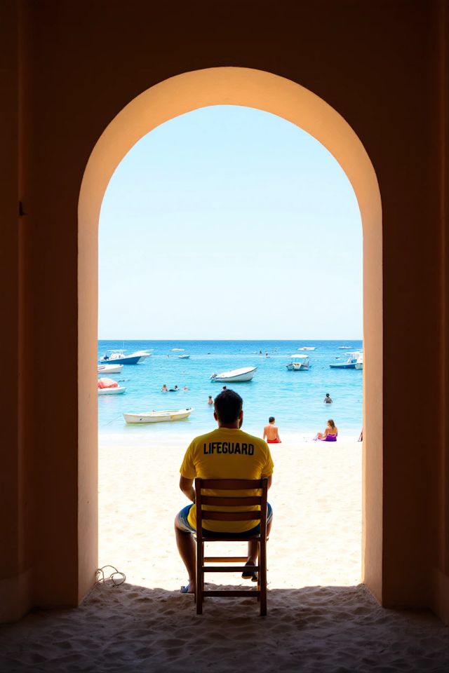 Lifeguard Overlooking Beach