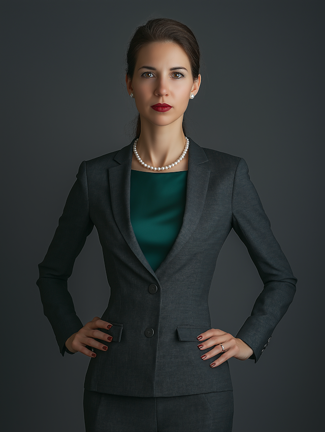 Professional Woman in Gray Suit