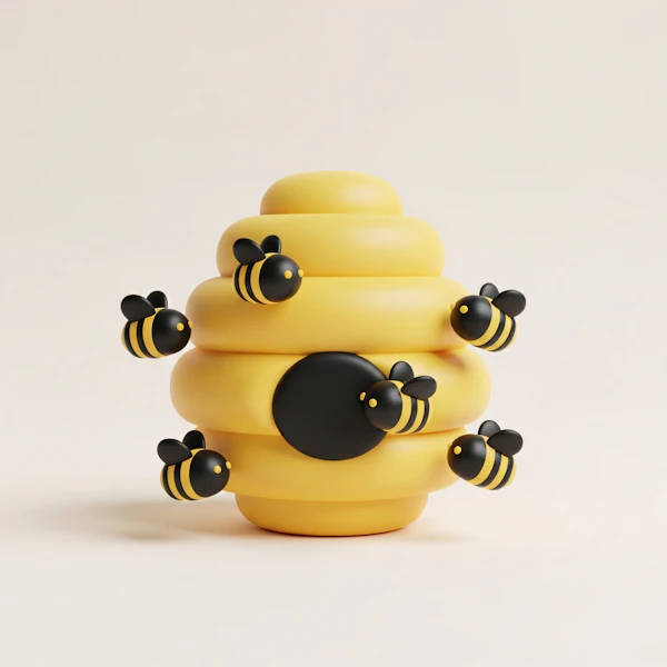 Whimsical Beehive Scene