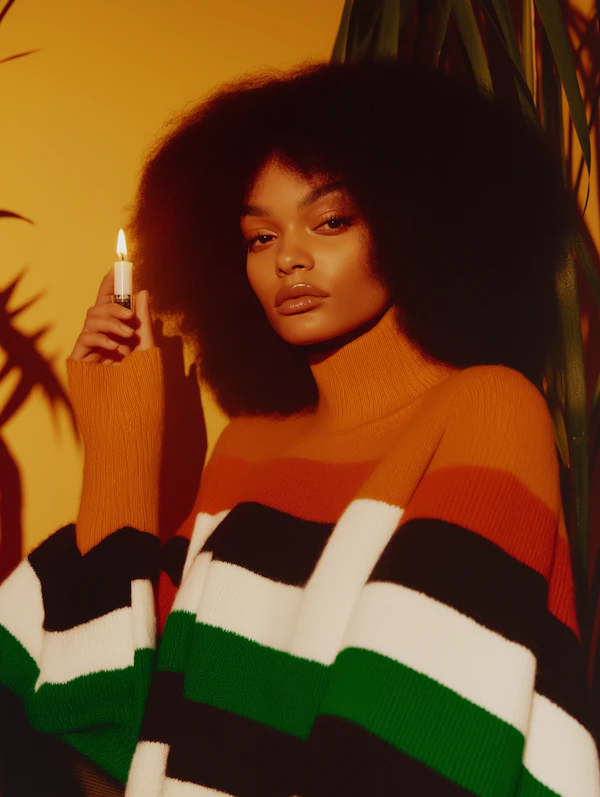 Afro Beauty with Candle