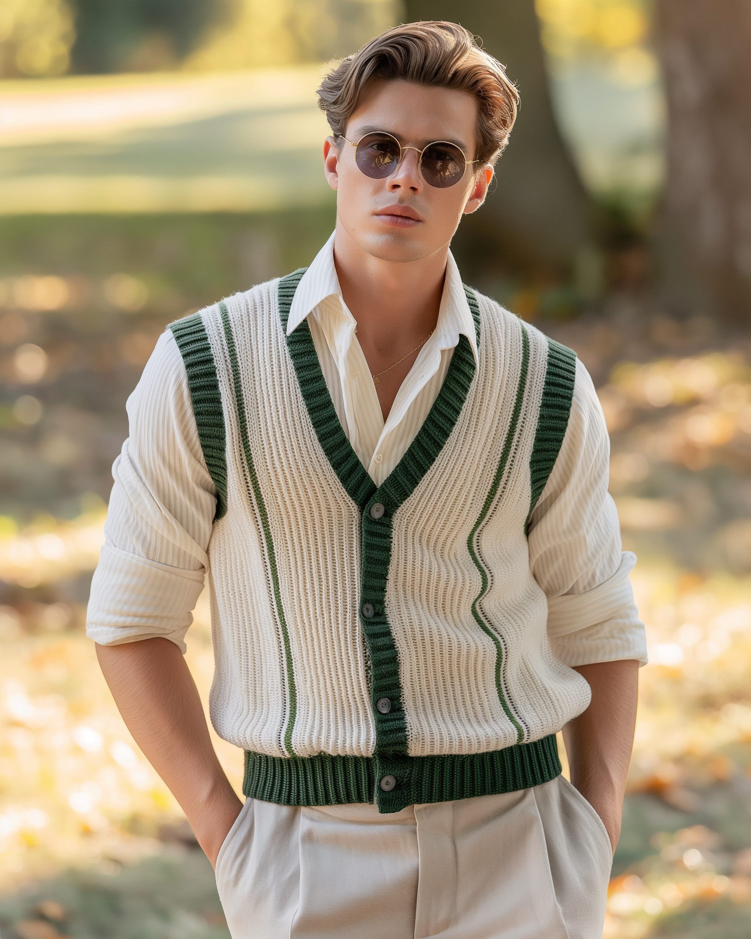 Stylish Male in Vintage Fashion Outdoors