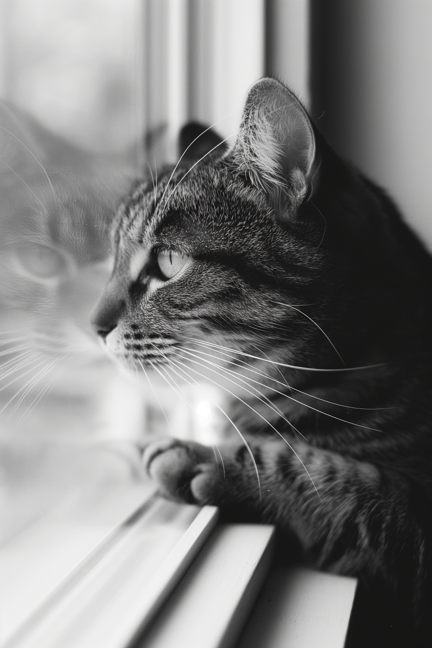 Contemplative Cat at the Window