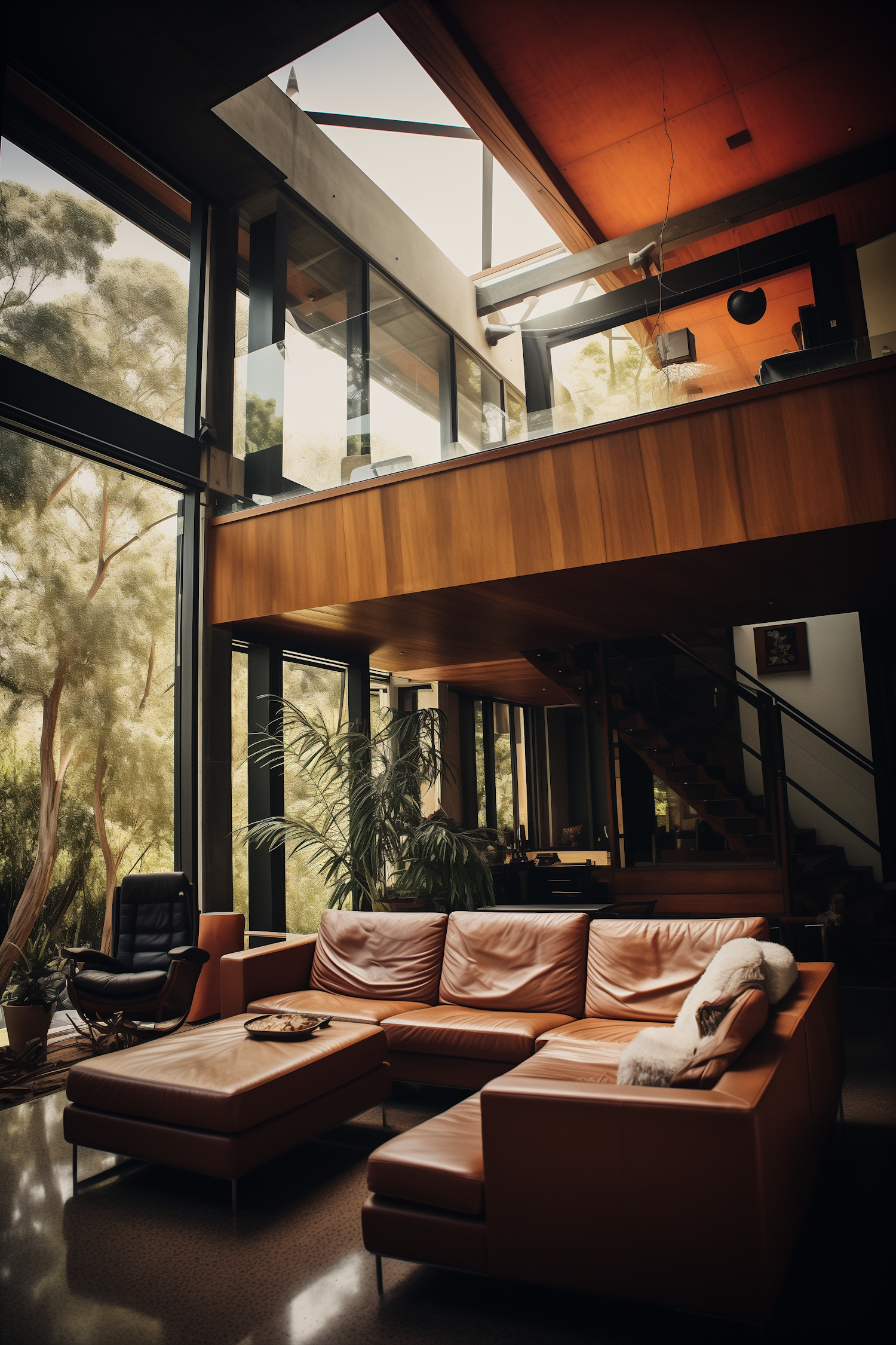 Warm Contemporary Living Room with Natural Accents