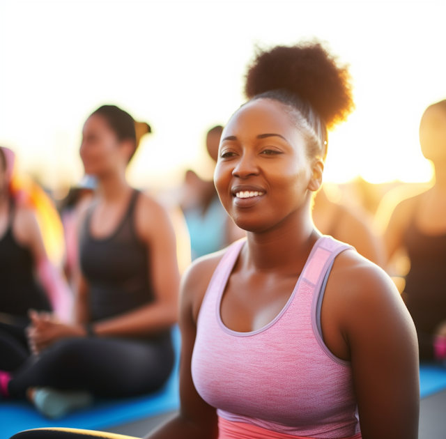 Confident Athletic Woman at a Group Workout Session