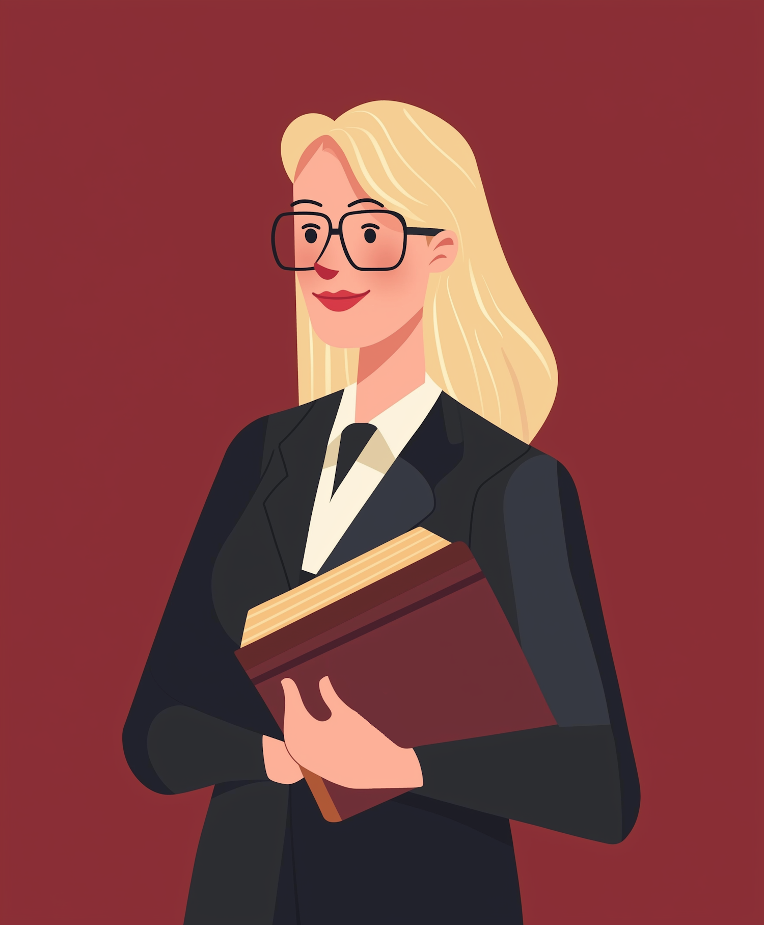 Professional Woman with Book Illustration