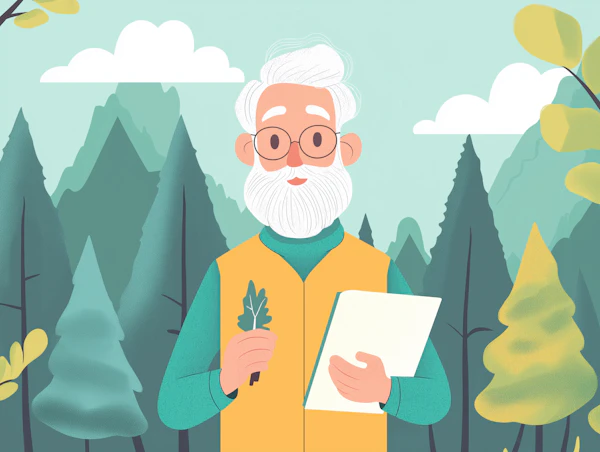 Elderly Naturalist Drawing