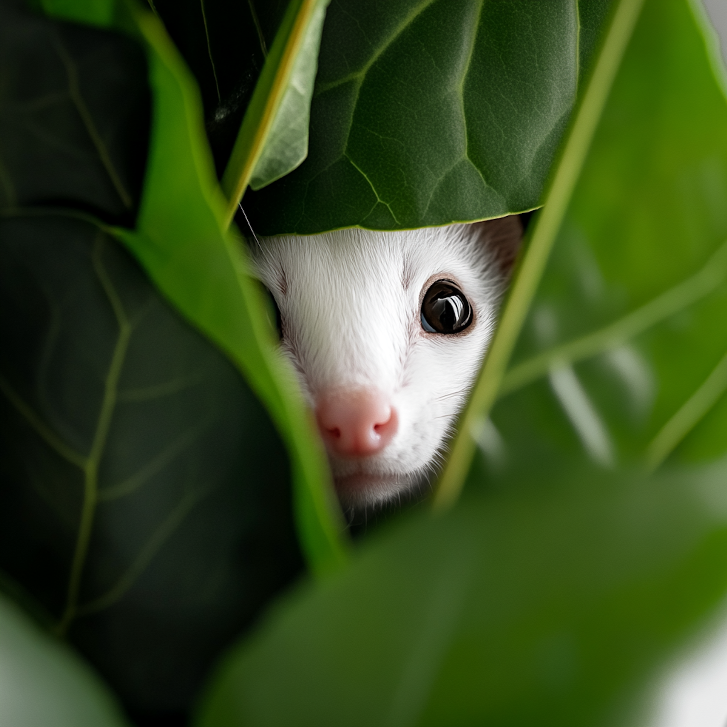 Curious Ferret in Greenery